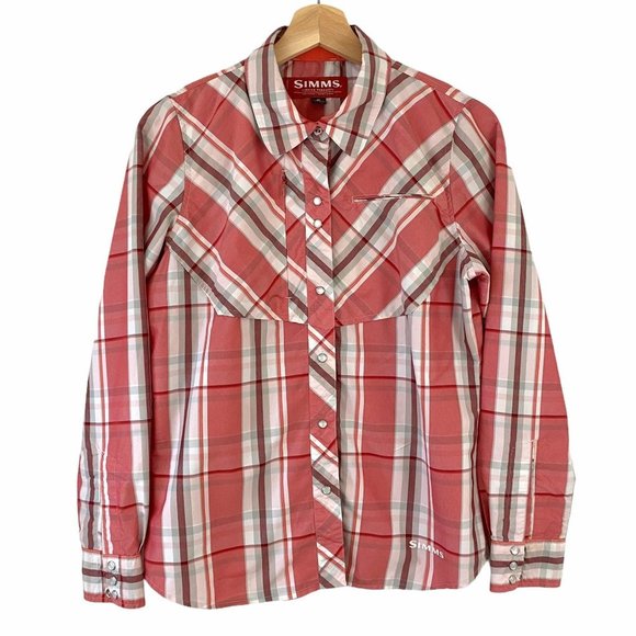 Simms Fishing Womens Size Small Big Sky Long Sleeve Plaid Pearl Snap-Front Shirt - Picture 1 of 9